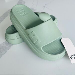 Billabong Light Green Slide Sandals